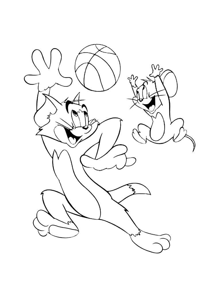 Tom and Jerry play basketball